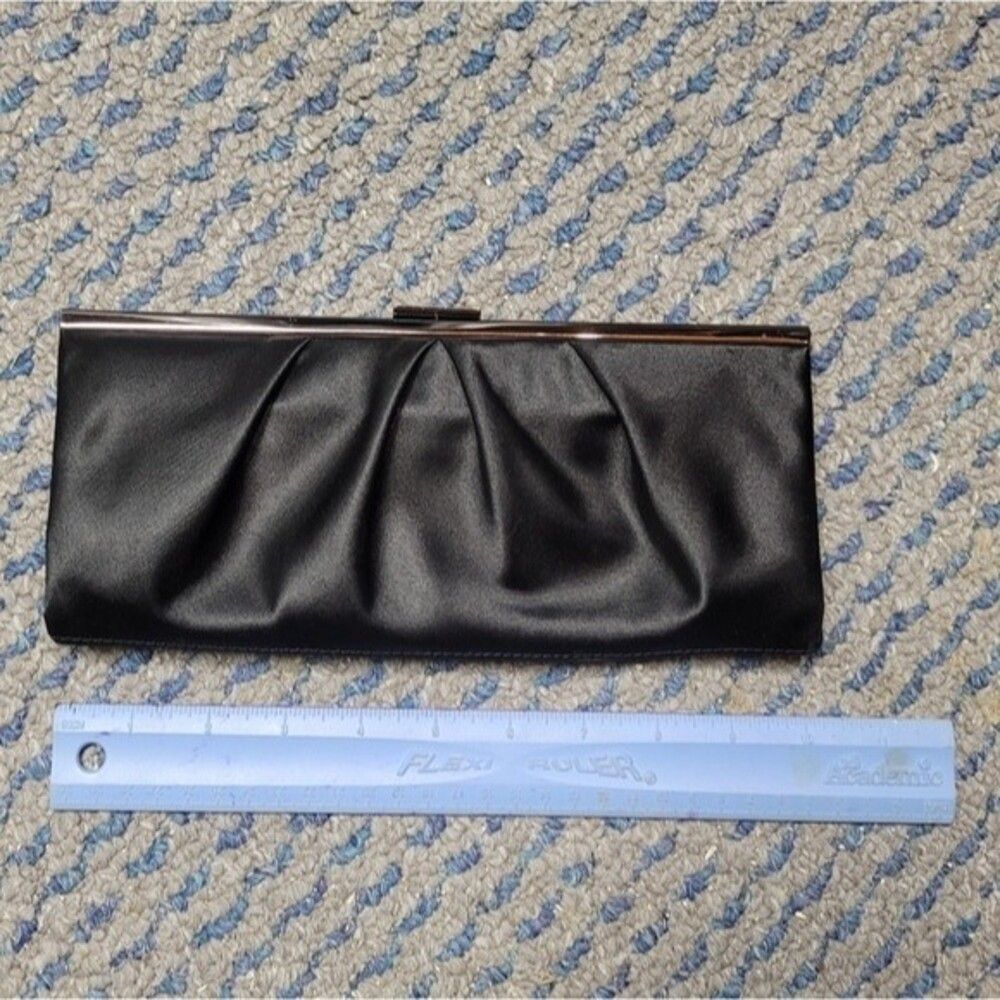 ~ Black silk Loft clutch / wallet / small purse with chain strap. 10" long
